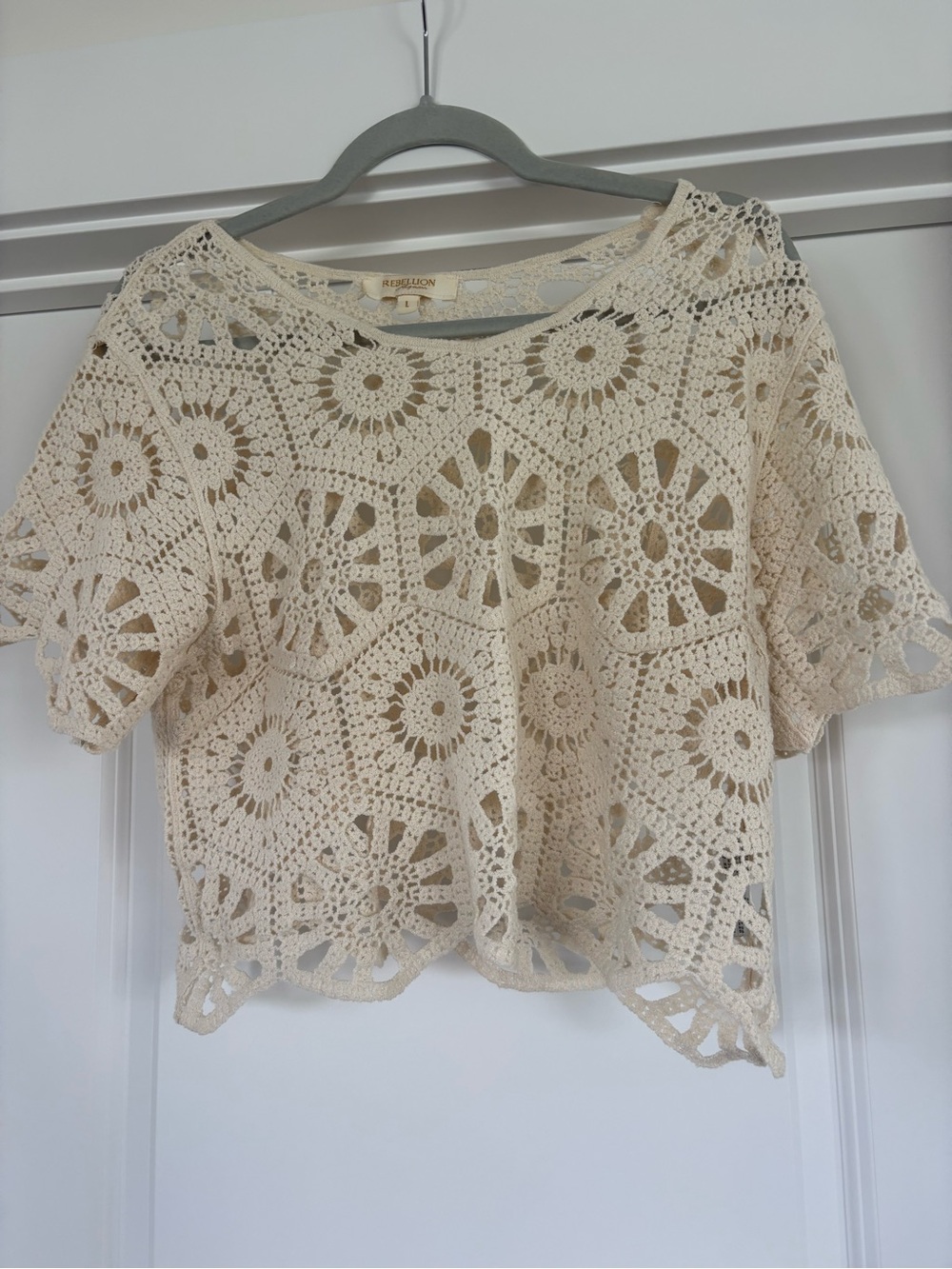 Rebellion Cream Crochet Crop Top